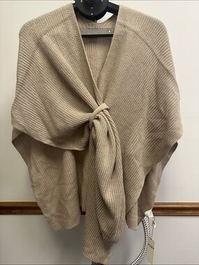 Beige Knit Women's Sweater Wrap
